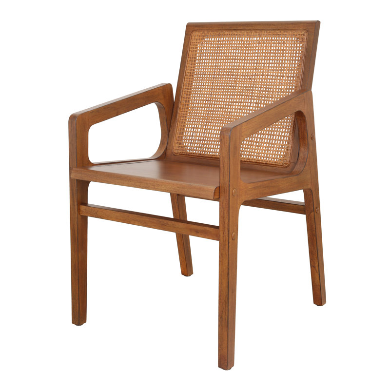 Charlse Teak Dining Side Arm Chair, Java Brown