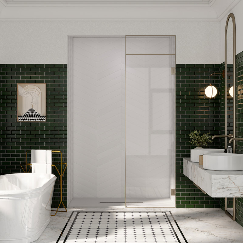 Base de bac de douche rectangulaire à profil bas de 60 po x P 32 po SMC, antidérapant, couvercle de drain, Blanc
