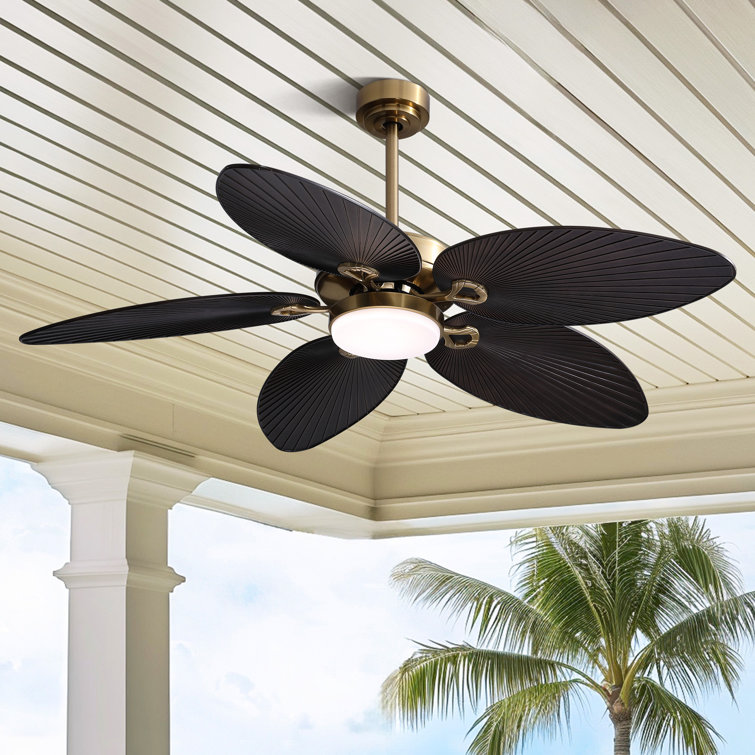52" Palm Valley Tropical 5 Blade Dimmable Ceiling Fan With LED Lights and Remote Control