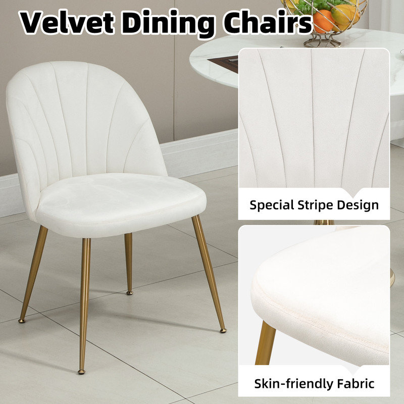 Velvet Upholstered Stacking Side Chair (Set Of 4), White