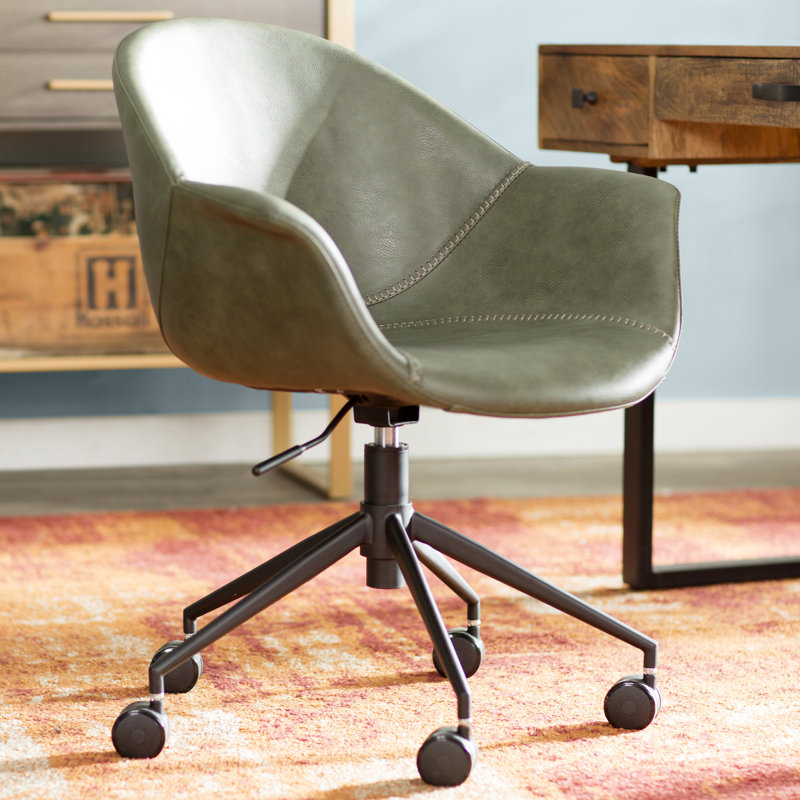 Chaise de bureau pivotante Kealey, Similicuir vert