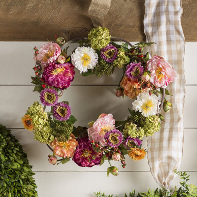 Faux Peony Polyester 24'' Wreath