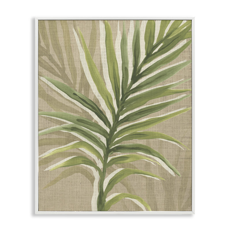 Rustic Palm Plant Framed Giclee, design by June Erica Vess, 14" H x 11" W, Coastal White Framed Giclee