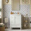Meuble-lavabo moderne de 24 po avec comptoir en céramique, pieds en bois massif avec 3 tiroirs à fermeture en douceur et support de porte, bleu gris / blanc-723868083
