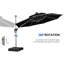 Parasol en porte-à-faux à énergie solaire rond 11 pi à DEL Cotter, noir-332642842