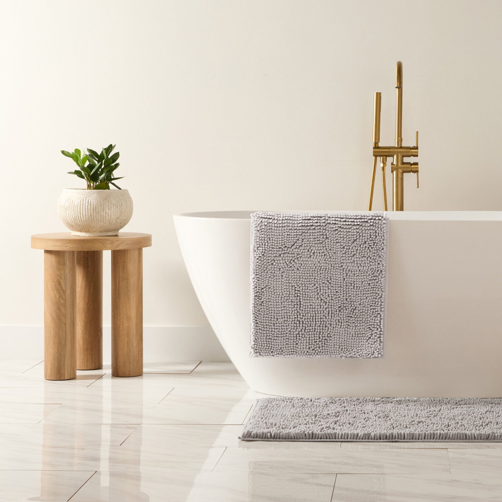 Chenille Bath Mat, Light Gray, Single - 24" L x 17" W