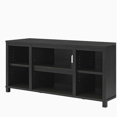 Ensemble de meuble télé Nexis de style moderne avec rangement ouvert et gestion des câbles.