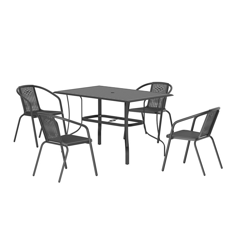 4 - Person Patio Dining Set with Rectangular Table, 75 cm H x 120 cm W x 80 cm D 