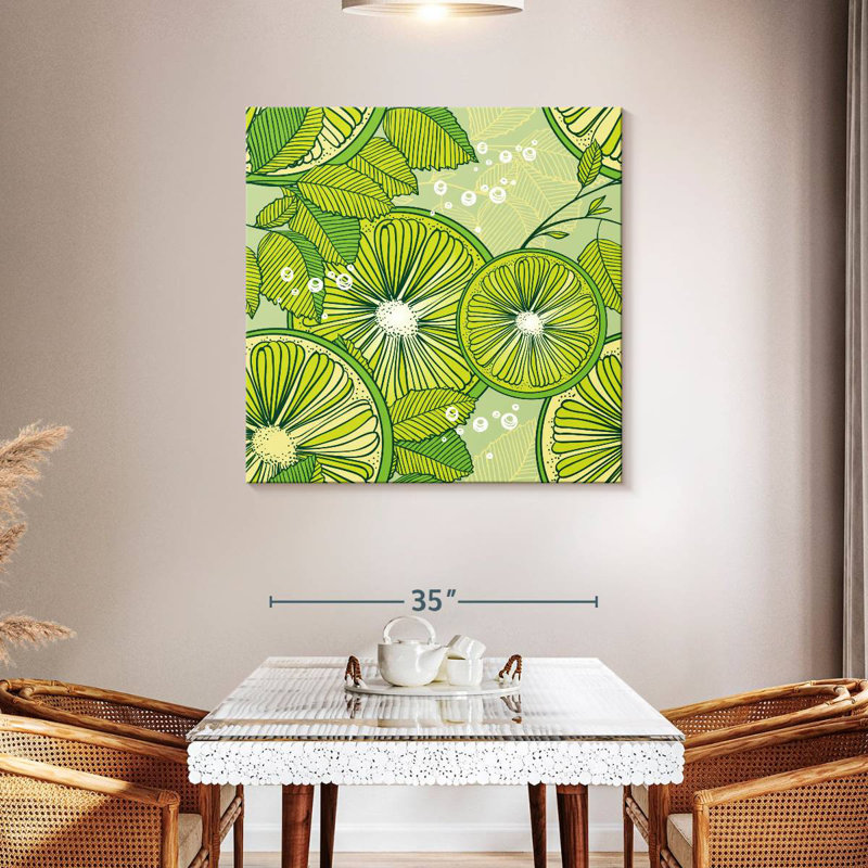 Yarlin Lime And Mint Pattern, 39" H x 39" W