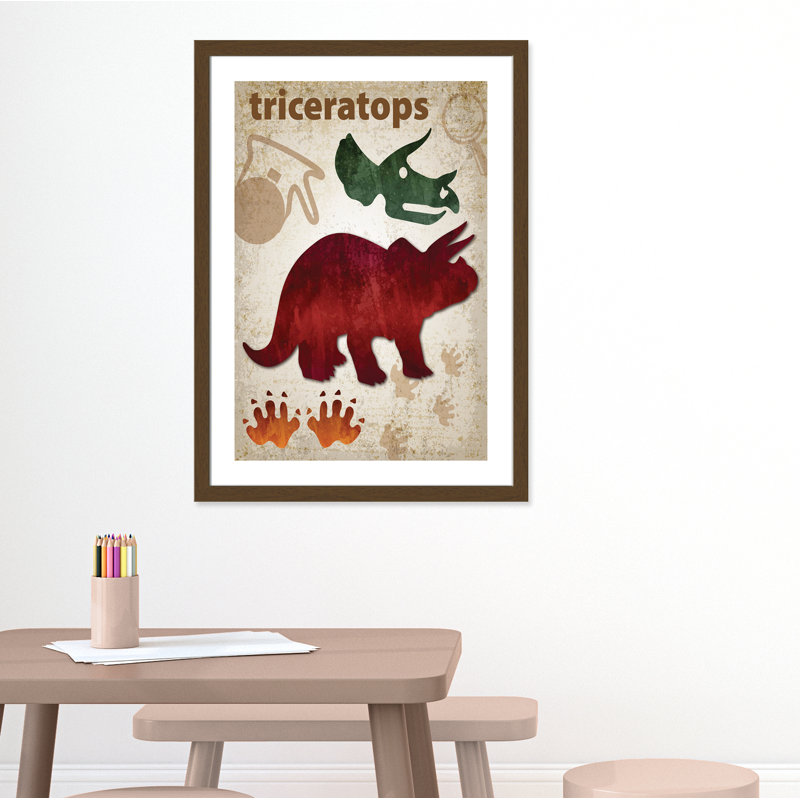 Adhésif décoratif dinosaures-04 ', H 36,5 po x l 26,5 po x P 0,625 po, Cadre plat noyer