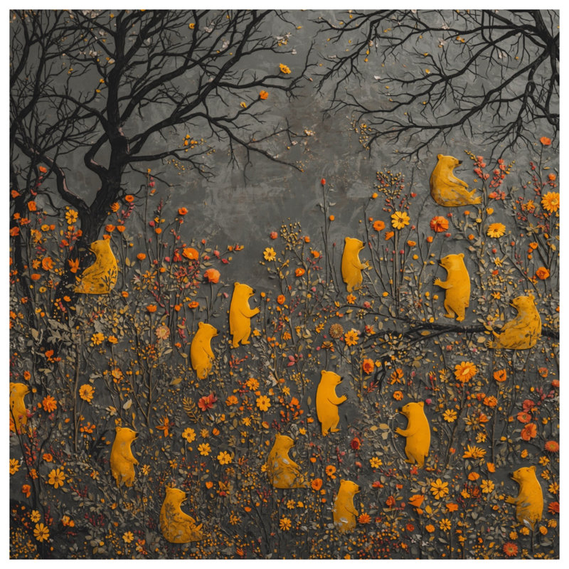 Édredon Yellow Bears In Forest, Twin Extra Long