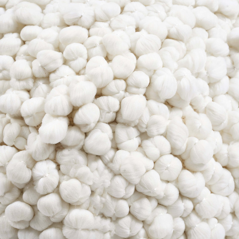 Cream Woven Pouf