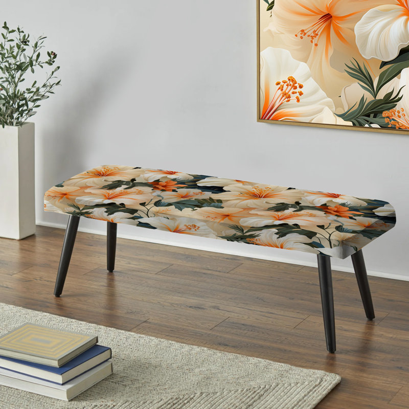 Papaya Dreams - motif tropical - banc rembourré noir Tropical