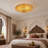 20 Inch Multicolor Tiffany Style 4 Light Ceiling Fixture with Geometric Shade for Warm Vintage Ambiance