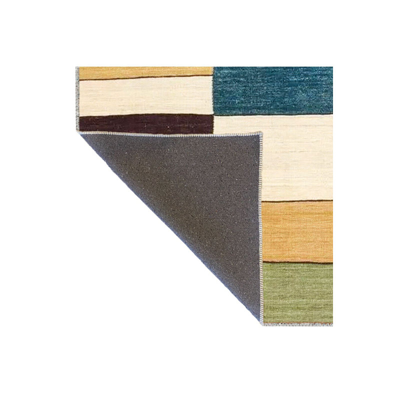 Multi Color Mixed Geometric Pattern Modern Decorative Machine Washable Area Rug, Square 3'3"