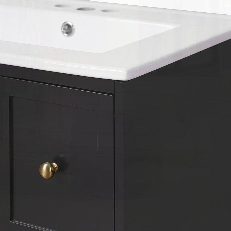 Meuble-lavabo 24 po avec lavabo en céramique, Noir