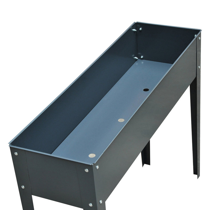 Lit de jardin surélevé en métal gris foncé avec jardinière surélevée avec pieds, 38,55 po x 11,45 po x 7,25 po, améliore la structure du sol surélevé, améliore la productivité