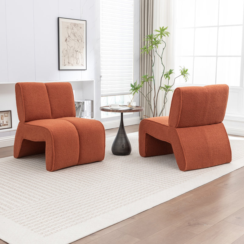 Mathias Upholstered Faux Fur Accent Chair, Orange