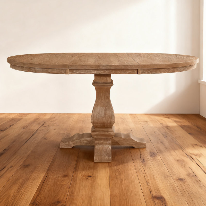 Oval Extendable Dining Table With Spacious Surface And Versatile Design, Perfect For Family Gatherings And Entertaining Guests.