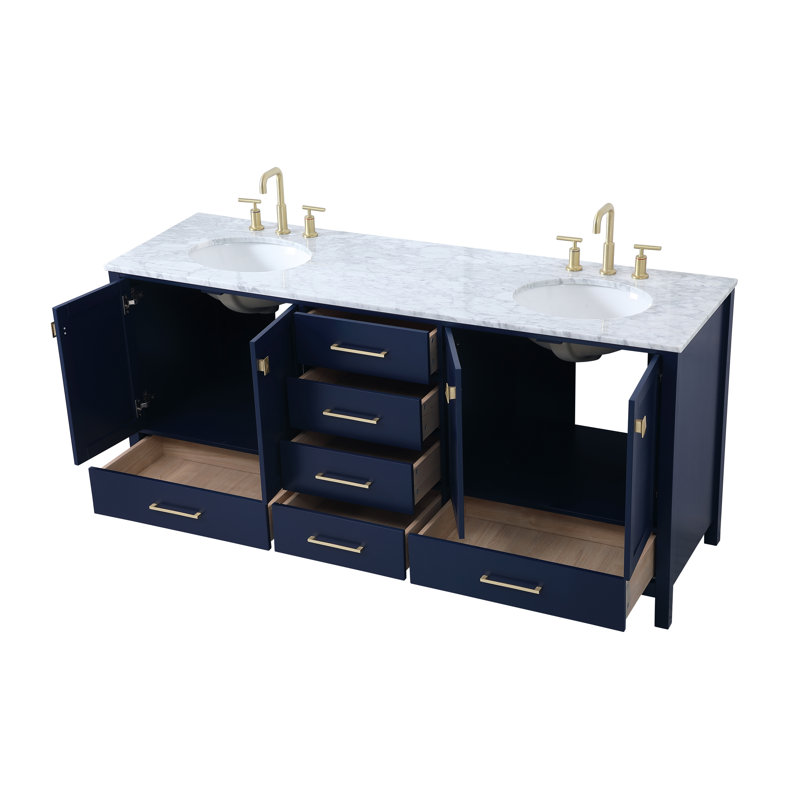Ensemble de meuble-lavabo large 72 "Irene, Blanc, Quartz Calacatta