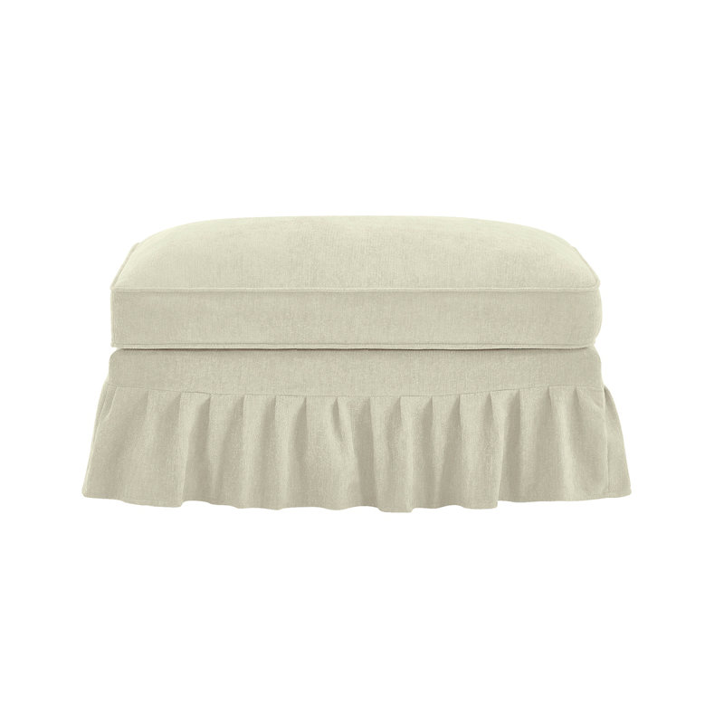 Repose-pieds en chenille beige et blanc, Noir