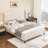Queen Size Upholstered Wingback Platform Bed with Tall Headboard-White-1448439381-1441749360
