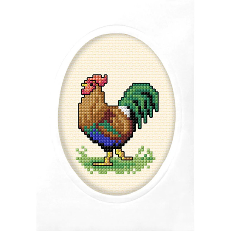 Rooster Farmyard Cross Stitch Card Kit by Orchidea 6313