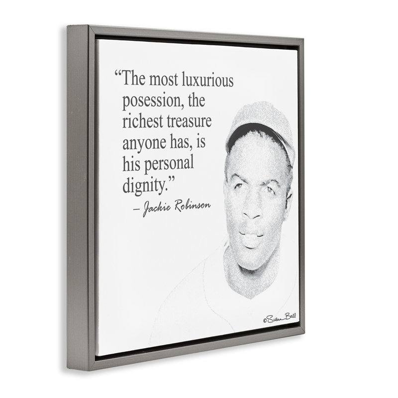 Citation de Jackie Robinson «Personal Dignity», Cadre flottant gris lustré, H 18 po x l 18 po