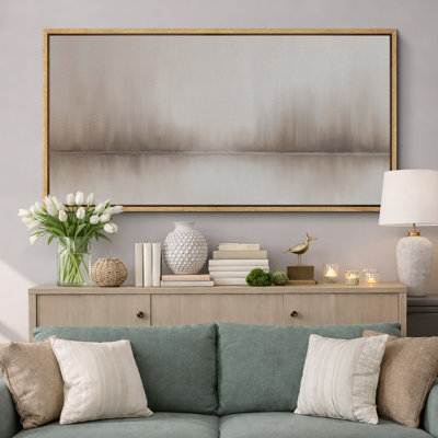 Neutral Reflections Abstract Large Framed Canvas Print Wall Art - Modern Minimal Decor
