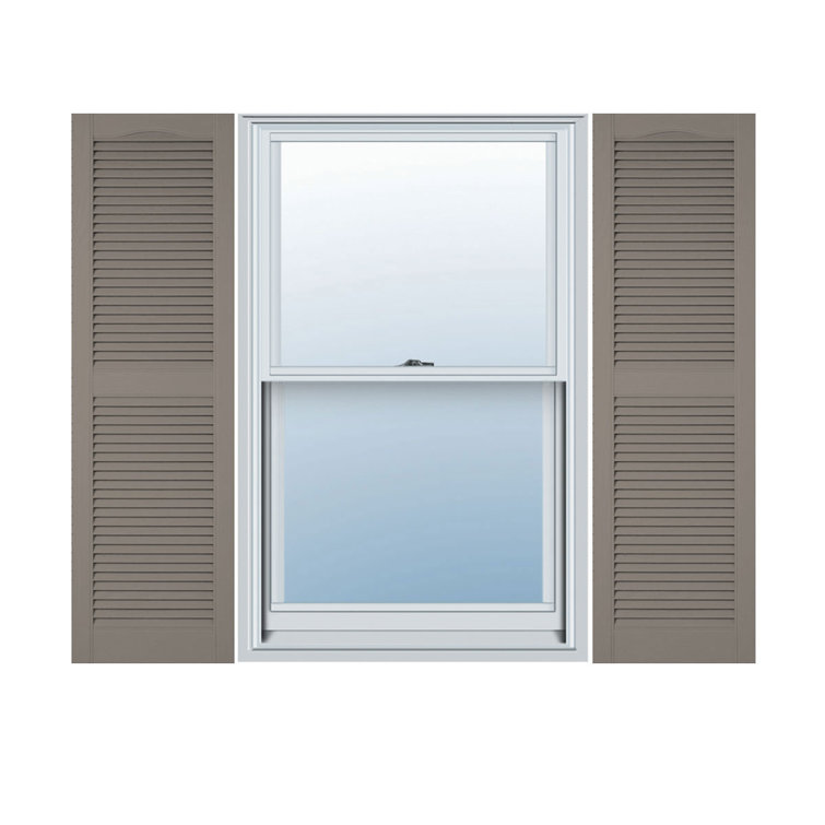 Mid-America Vinyl, Standard Size Cathedral Top Center Mullion, Open Louver Shutter Pair