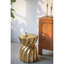 14X14x18.7" Gold Magnesium Accent Stool With Sculptural Swirl Design, Contemporary Side Table, Decorative Display Stand, Or Extra Seating Option
