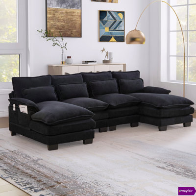 Wilroy 107.87" stationary Chenille 4 Seat Sectional Couch for Living Room or Apartment