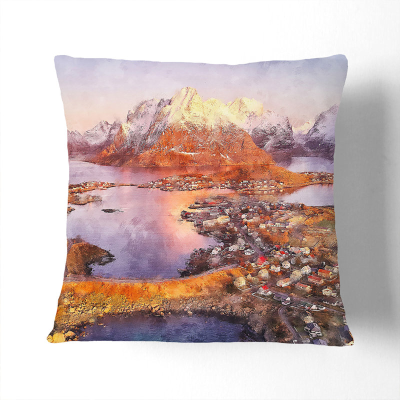 Reine in Norway Scatter Cushion Pillow, 40cm H x 40cm W x 15cm D, White