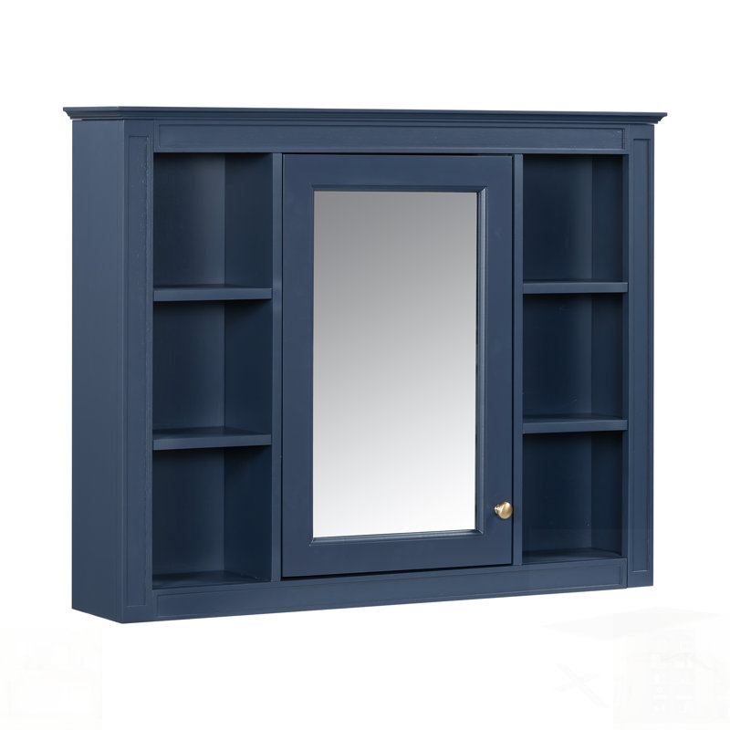 Armoire de rangement murale pour salle de bain avec miroir, tablettes ouvertes pour une organisation de salle de bain moderne et efficace