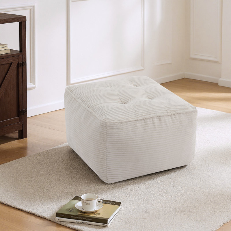 Repose-pieds en velours côtelé avec repose-pieds, Beige
