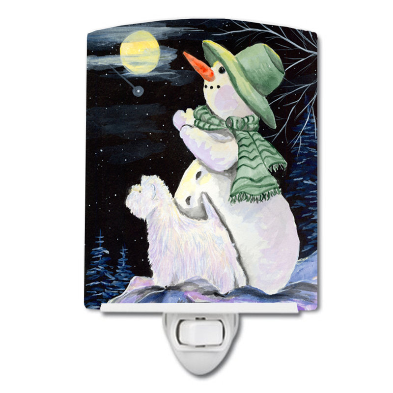 Snowman with Westie Ceramic Night Light