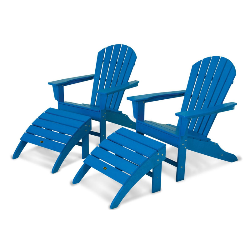 POLYWOOD South Beach 4-Piece Adirondack Set, Pacific Blue