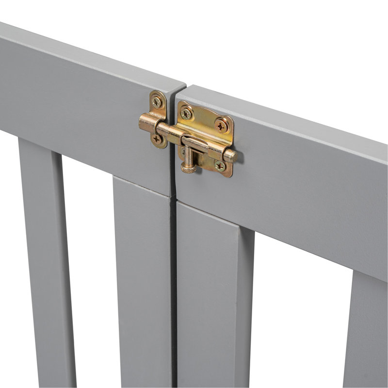 Lit de tête de lit en forme de maison avec clôture en gris - Mobilier de chambre confortable et en bois de pin pour une bonne nuit de sommeil, clôture facile à assembler,