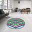 Tapis bleu à motif géométrique Kissena-90218920