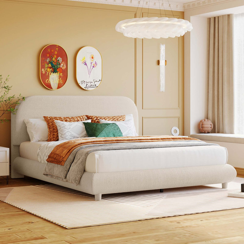 Plate-forme rembourrée et design élégant en forme de courbe, Grand,  Beige