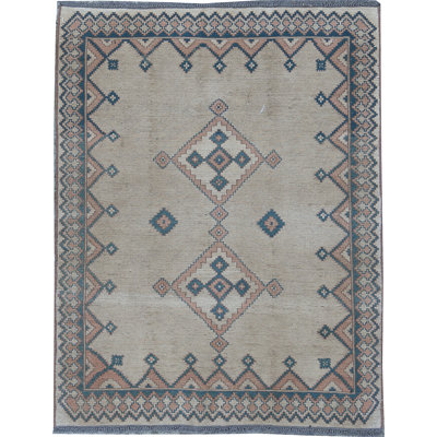 Hand-Knotted High-Quality Beige and Gray Area Rug