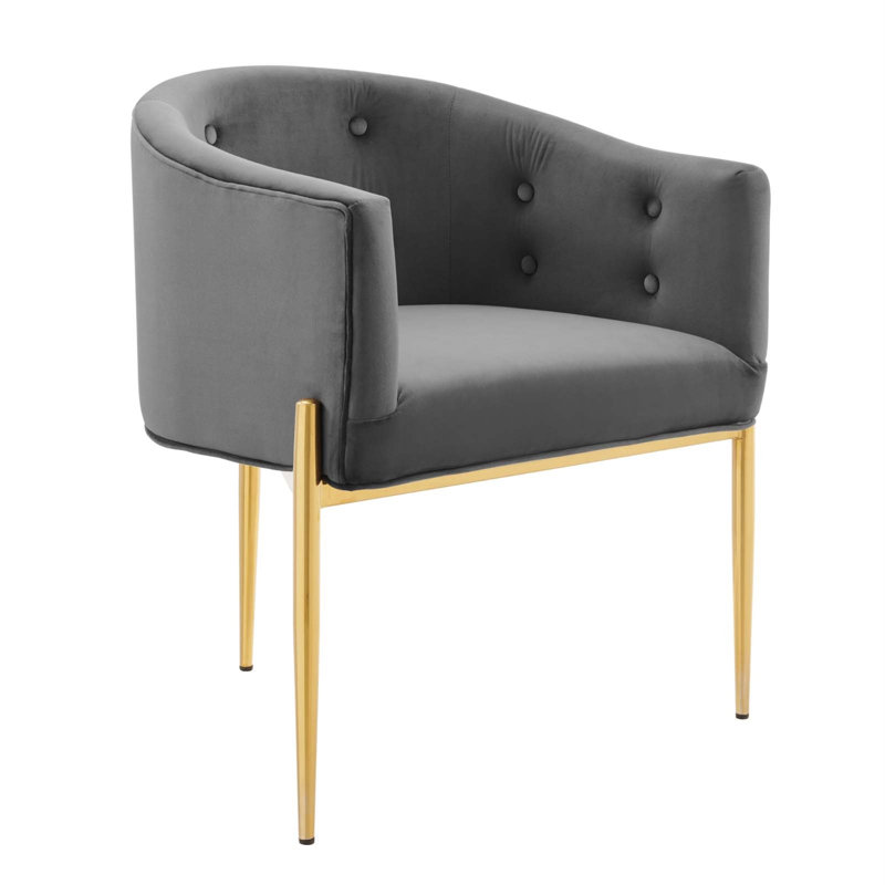 Savour Tufted Performance Velvet Accent Chair, Gray Velvet