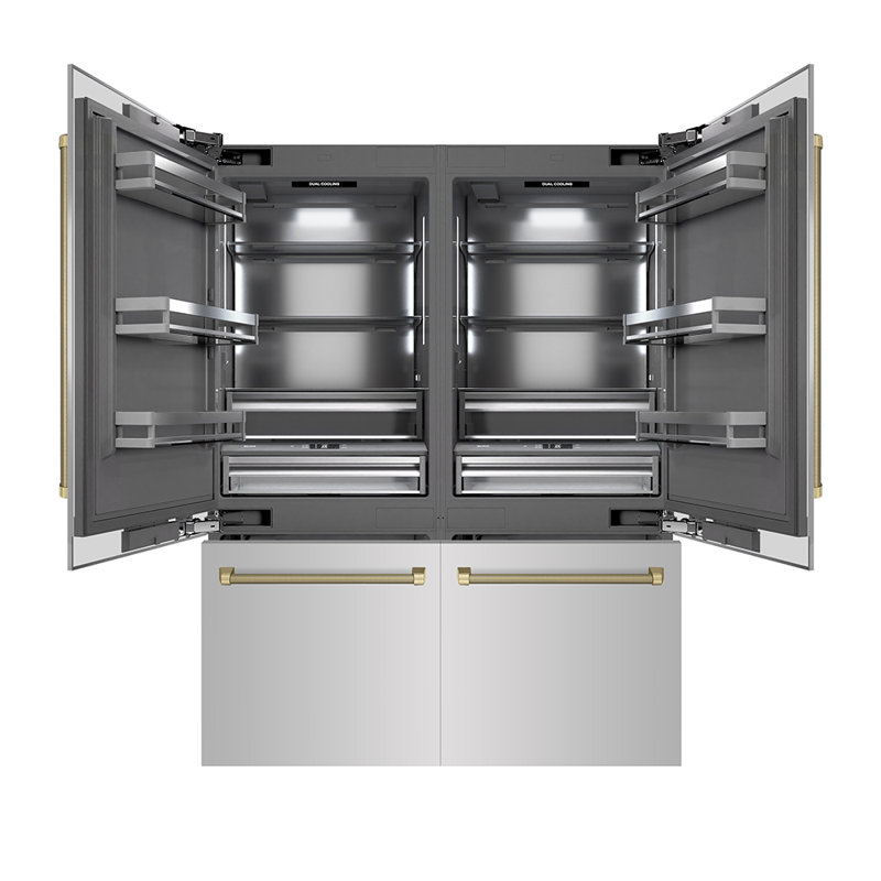 ZLINE Autograph 60 in. Built-In Refrigerator w/ Gray Interior and Champagne Bronze Helix Handles, Champagne Bronze