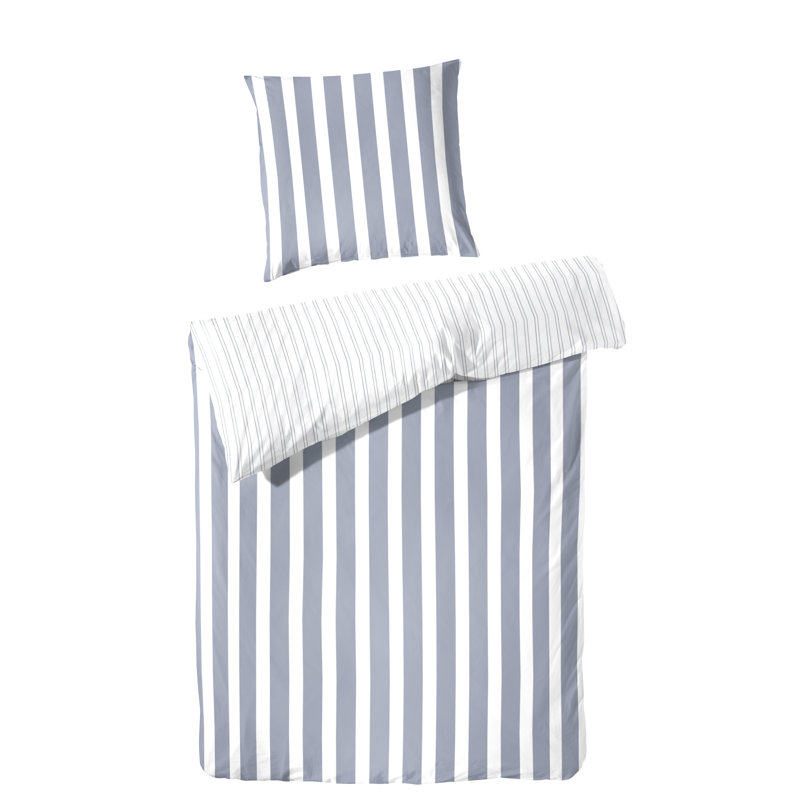 Perkal Bettwäsche 100% Baumwolle, White/Blue, 220 x 240 cm - 2 Pillowcases (80 x 80 cm)
