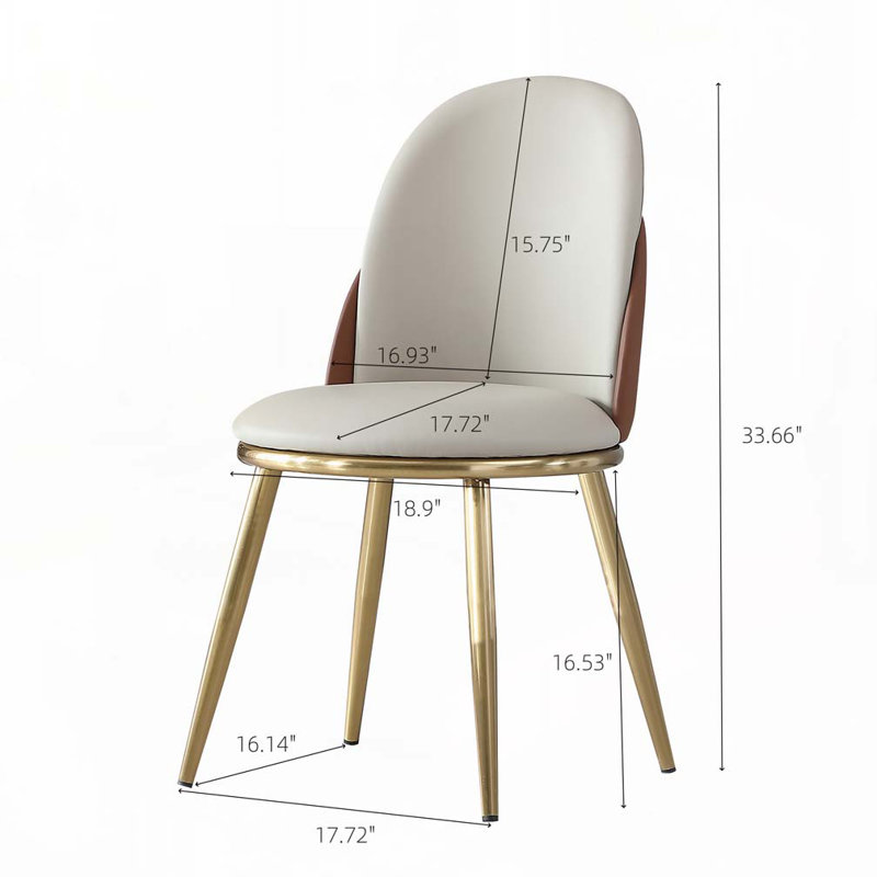 Ensemble de chaises de salle à manger rembourrées en similicuir avec dossier rembourré, 4 pieds en métal