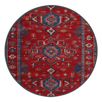 Machine Washable Persian Red Area Rug