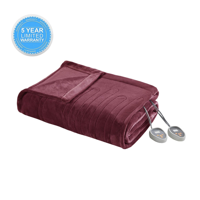 Couverture chauffante en peluche, Simple, Rouge