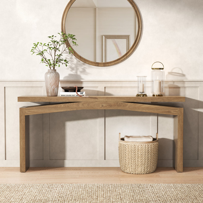 Console de 63 pouces en bois pour le salon de l'entrée, Brun