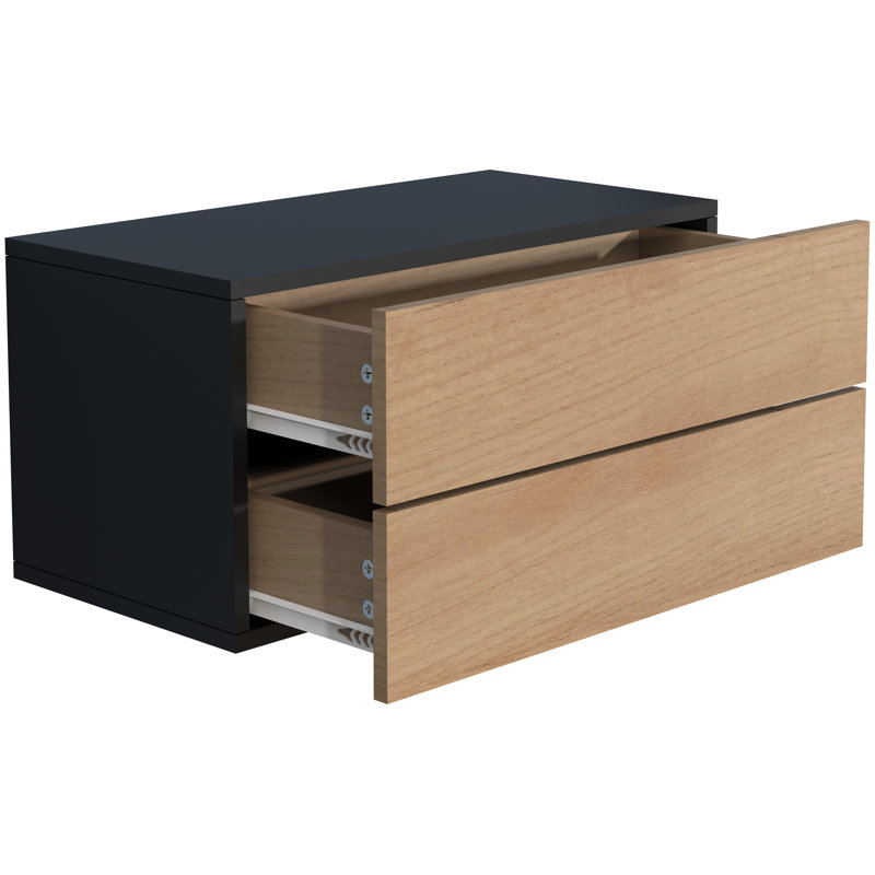 Avyion Manufactured Wood Bedside Table, Black, 30cm H x 60cm W x 32cm D