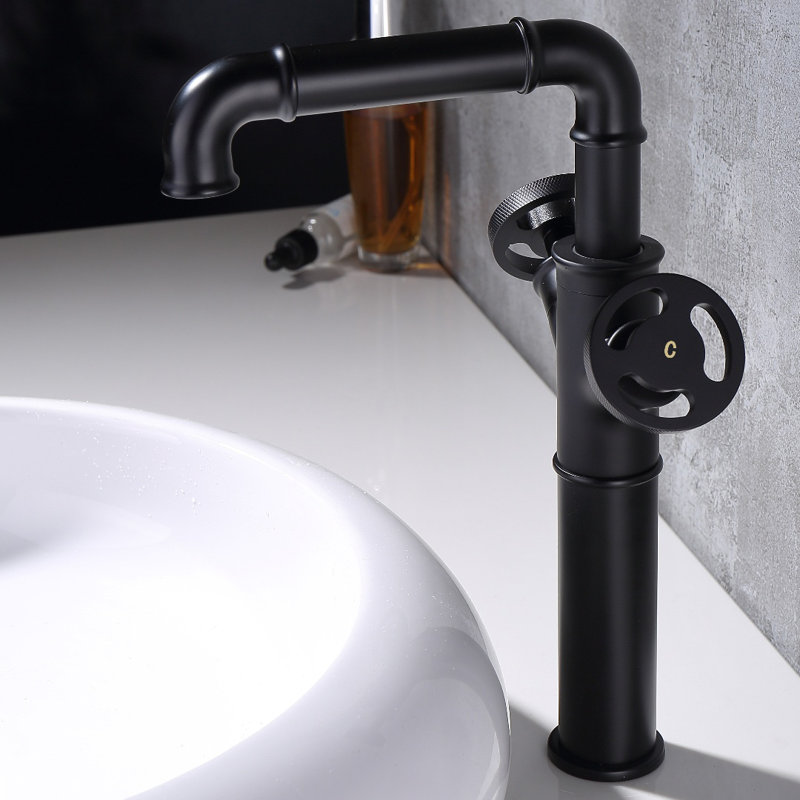 Robinet de salle de bain à large entraxe, Noir mat